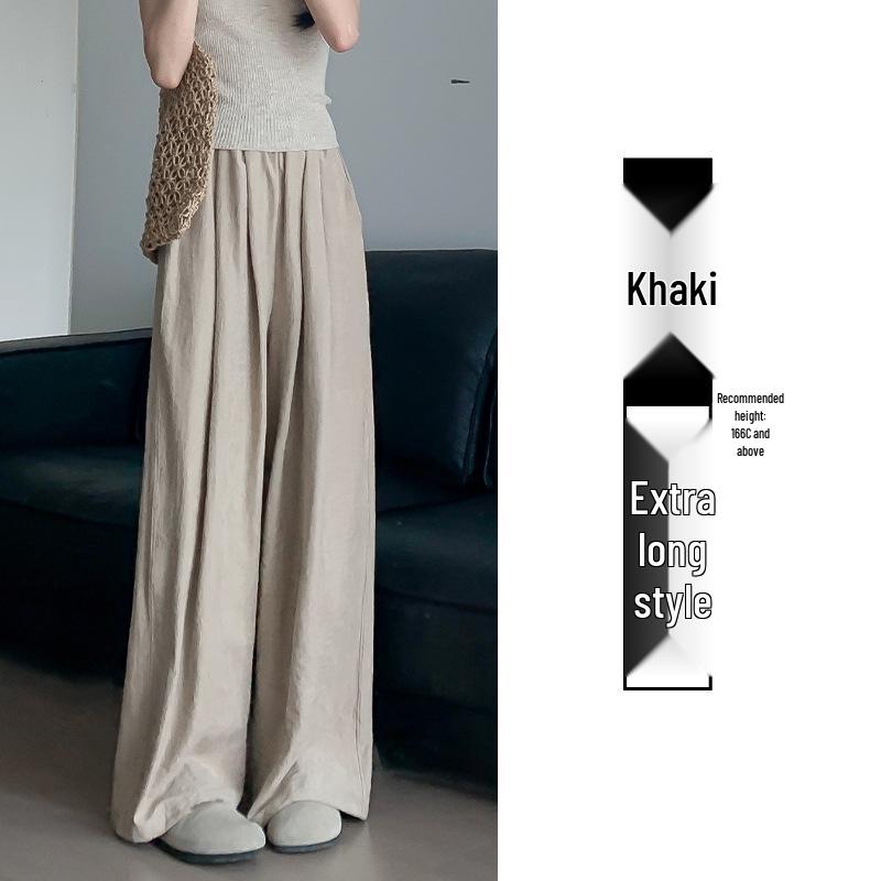 Women's Ice Silk White Wide-Leg Pants - Summer 2025 Collection