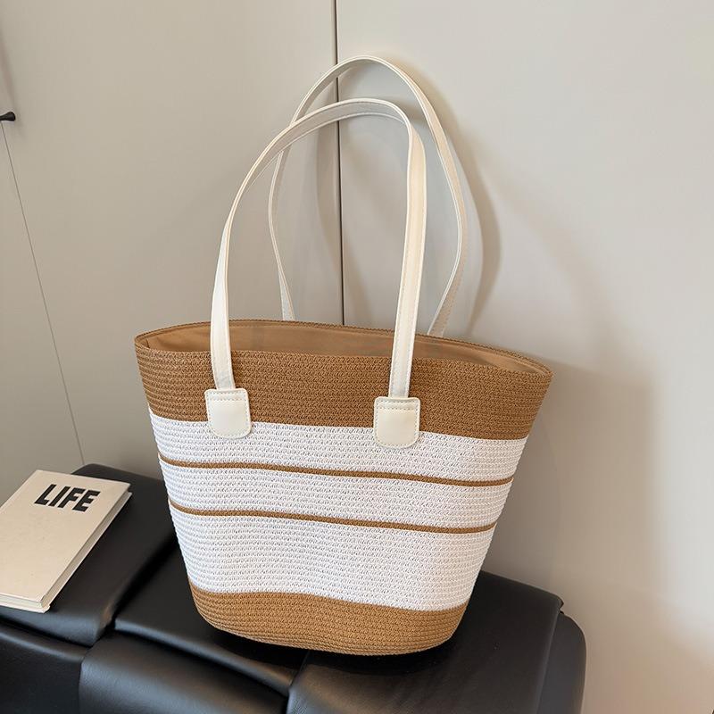 New Retro Tote Bag Women's Summer Straw Woven Bag Versatile Large-capacity Straw Hat Combination Set Trend