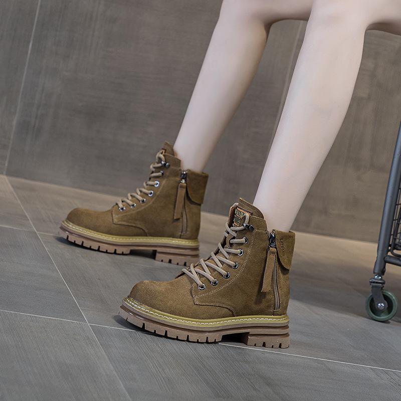 2025 frosted leather leather Martin boots women's retro locomotive European and American short tooling boots British style versatile women's boots