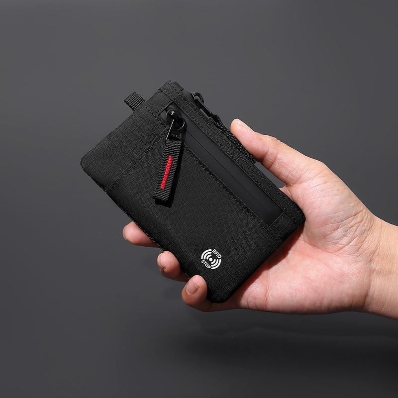 RFID Coin Purse and Anti-theft Card Holder Mini Travel Wallet with Keychain