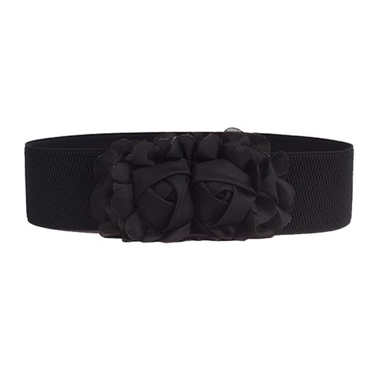 Belt Elastic Double-flower Fabric Wide Elastic Waist Belt for Party