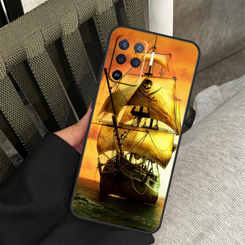 Sailing Pirate Ship Case For Oppo A78 A98 A80 A40 A60 A18 A38 A58 A15 A17 A77 A74 A94 A54 A57S A16 A76 A96 Cover