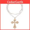 Oversized Cross Pendant Necklace With Alloy Charm For Female Punk Casual Wear