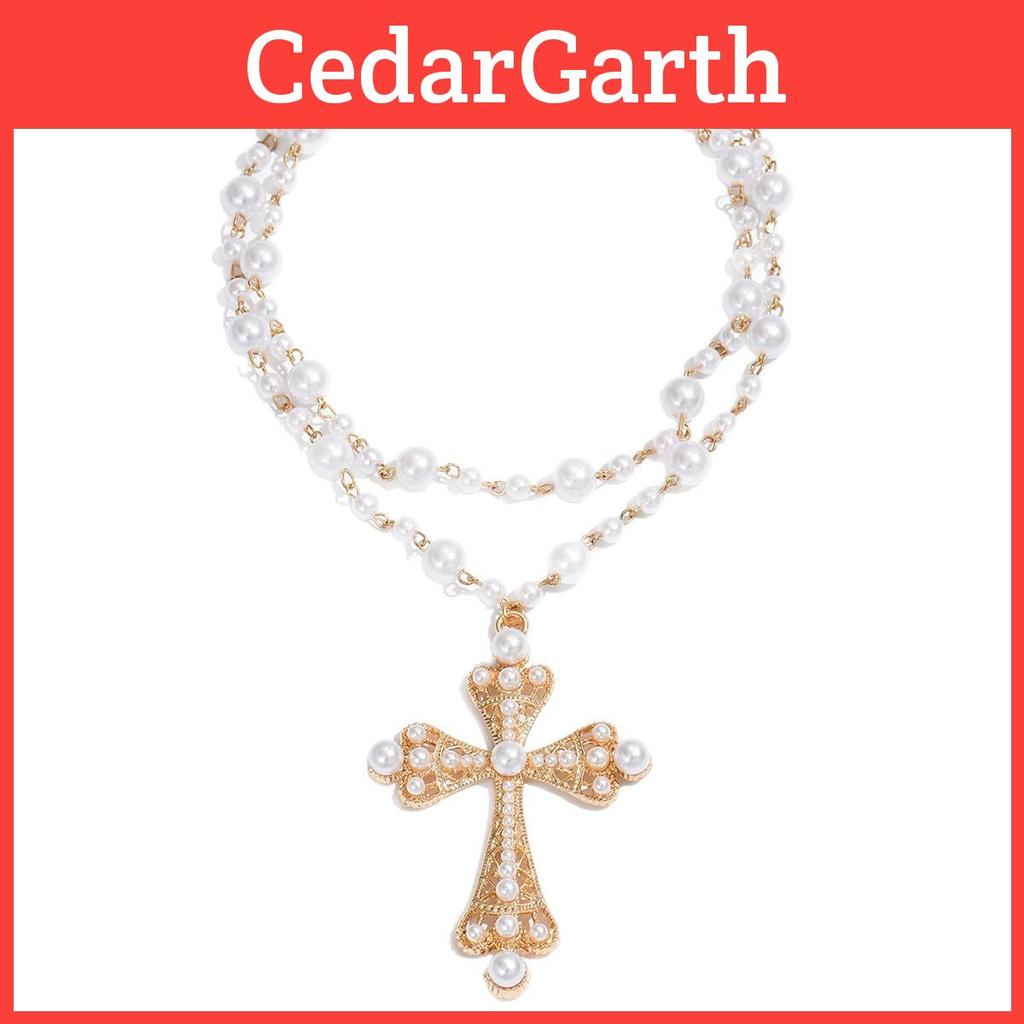 Oversized Cross Pendant Necklace With Alloy Charm For Female Punk Casual Wear
