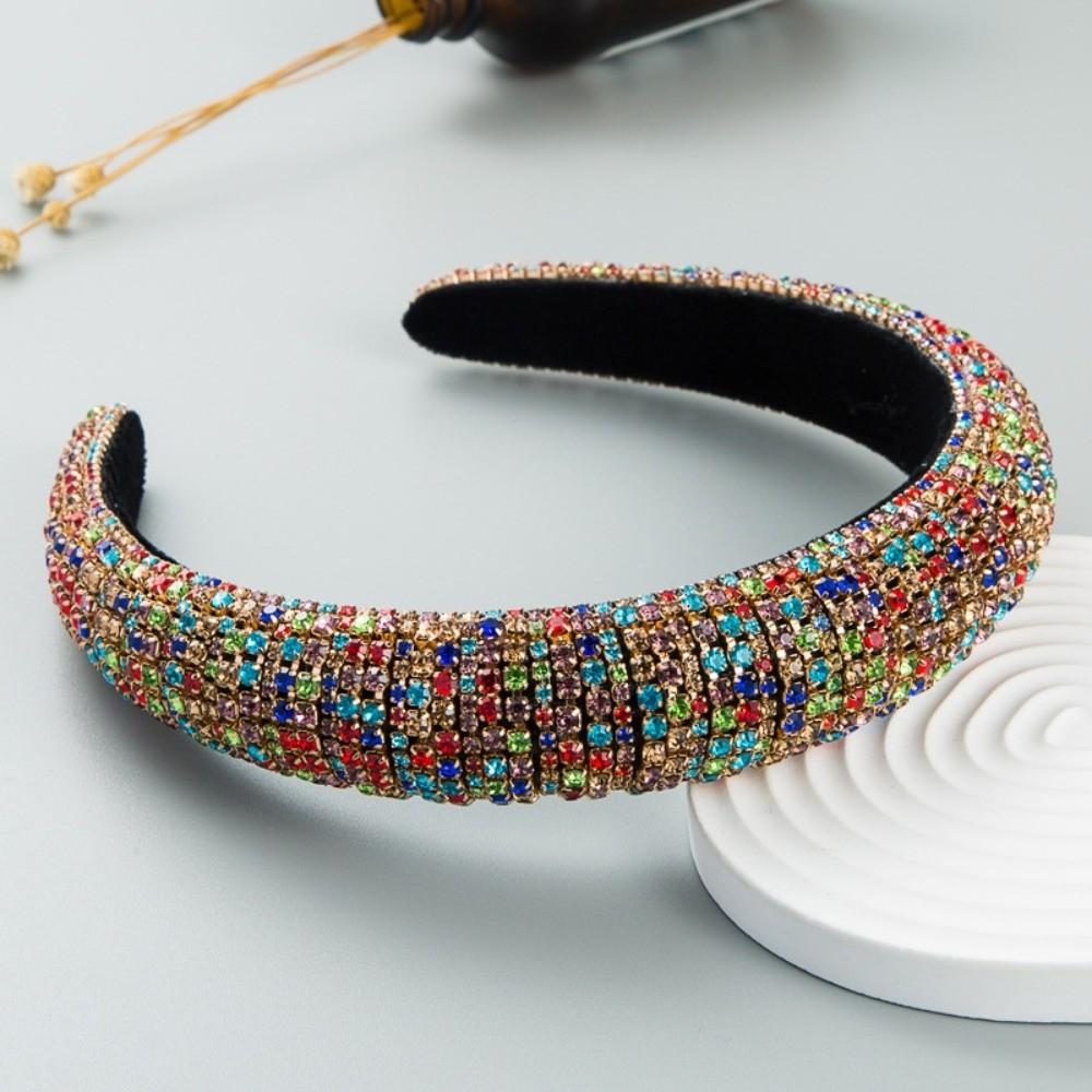 Baroque Rhinestone Headband Padded Sponge Hair Hoop Sparkly Hairband Crystal Hairband  Bridesmaid разноцветный