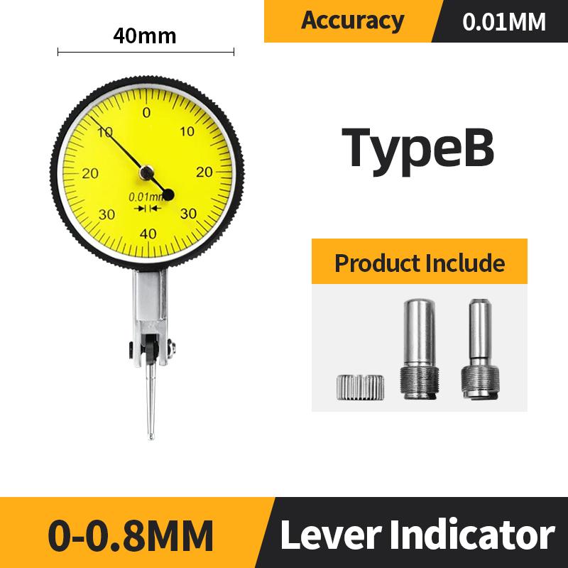 Kerseo 0-0.8mm Lever Dial Indicator Gauge With Measuring Probes Mechanical 0.01mm Measuring Tool Dial Bore Gauge Test Indicators