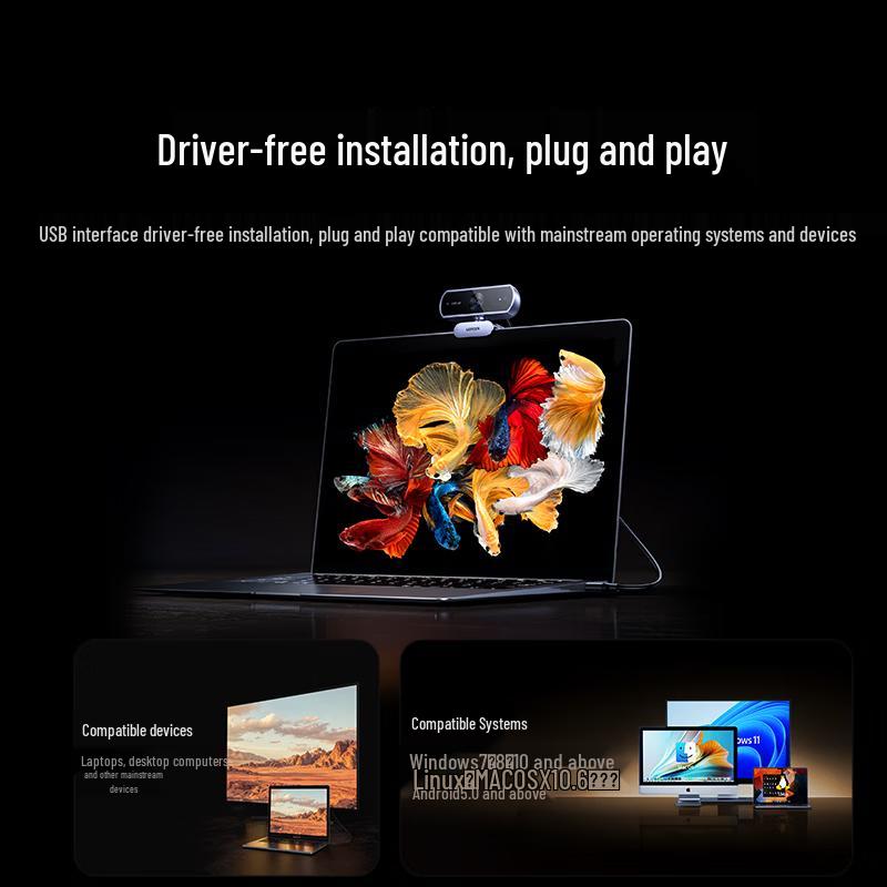 Ugreen 4K 8MP USB Webcam with Autofocus and Dual Mics (CN Version)