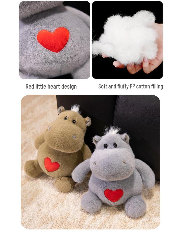 Creative Long Plush Heart Hippo Toy with Big Belly