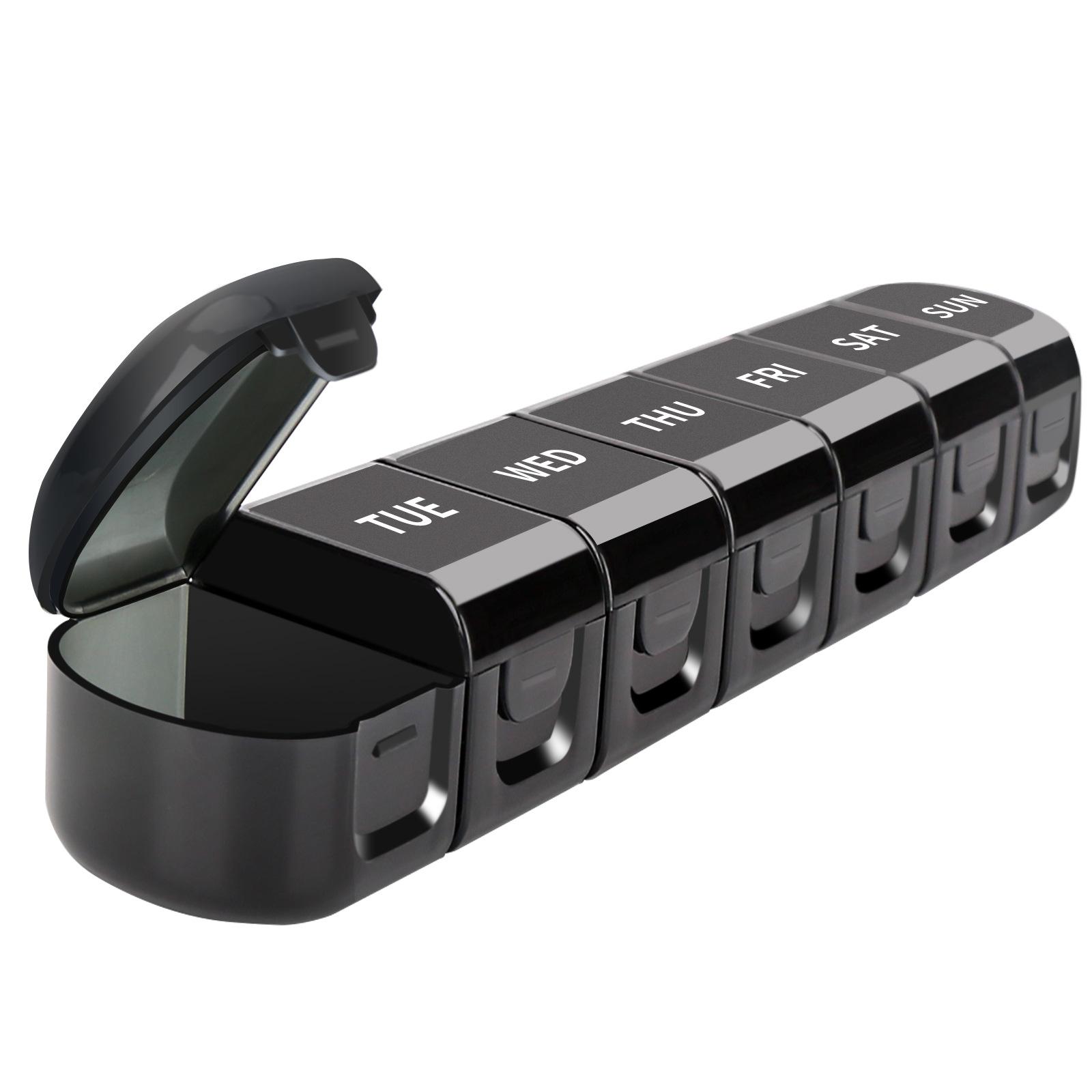 

1Pc 7 Days Weekly Pillbox Tablet Holder Medicine Storage Case Drug Container Pill Organizer Weekly Capsule Pill Box Organizer чорний
