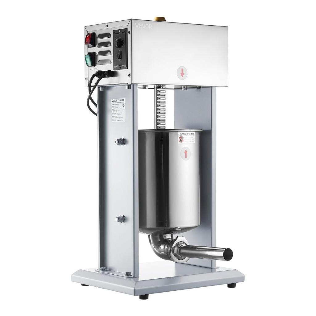 Elektrischer Wurstfüller, 10 kg / 22 lbs Vertikaler Fleischfüller mit stufenloser Geschwindigkeitsregelung, Edelstahl-Wurstfüllmaschine, Fußpedal & 4
