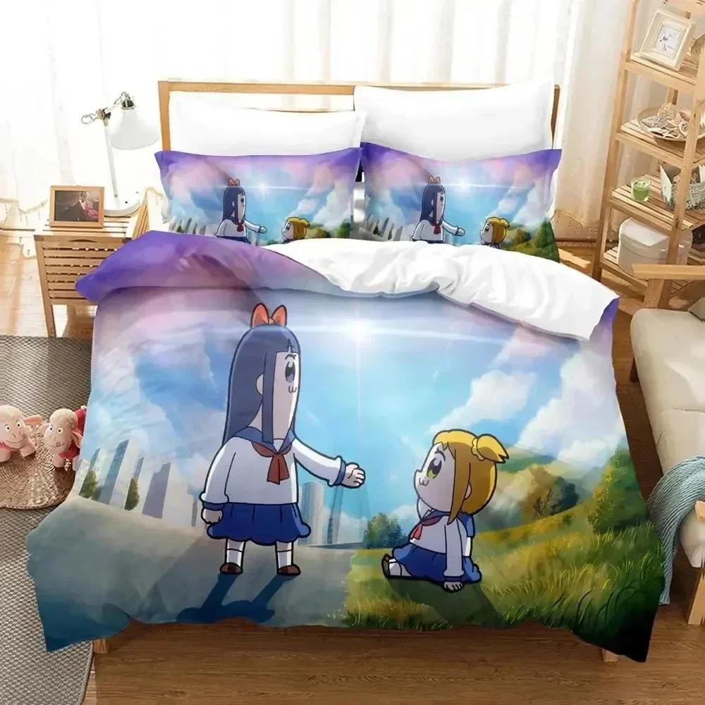 3D Print Anime Pop Team Epic Comfortable Duvet Quilt Cover Pillowcase Bedding Set Children Bedroom Decoration Home Textile