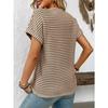 Summer New Women's V-neck Short-sleeved Loose Striped Casual Pullover T-shirt