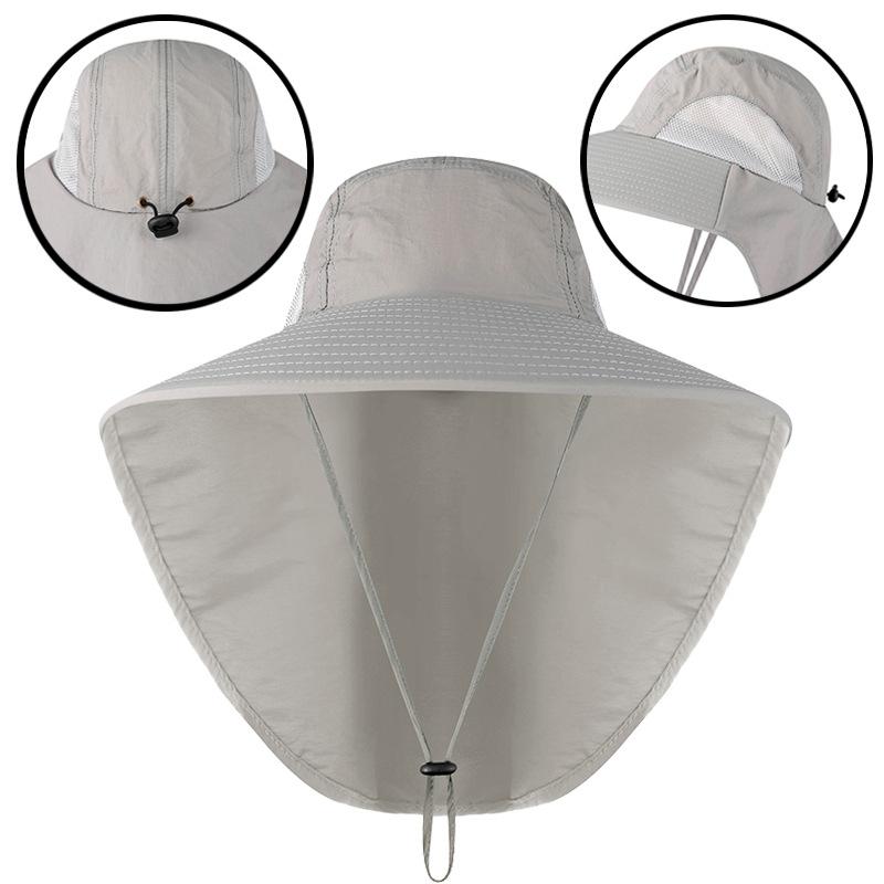

Wide Brim Sun Hats with Neck Flap unisex Breathable shade 50+UPF Sun Defender Cooling Neck Guard Safari Cap for Hiking Fishing 54-61CM светло-серый