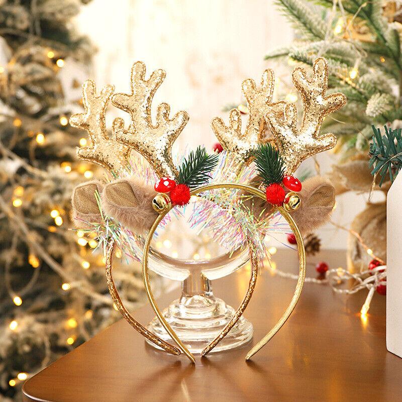 Christmas Shiny Reindeer Deer Antler Headband Hair Band Costume Xmas Party Props