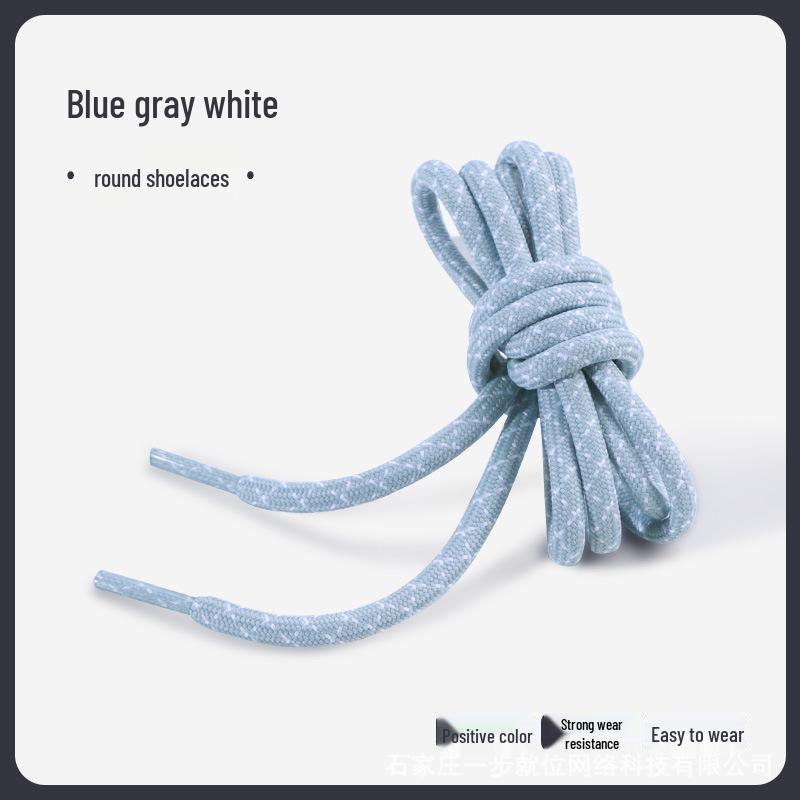 Černé a bílé diagonálně tečkované silné kulaté tkaničky do bot pro turistiku/běh