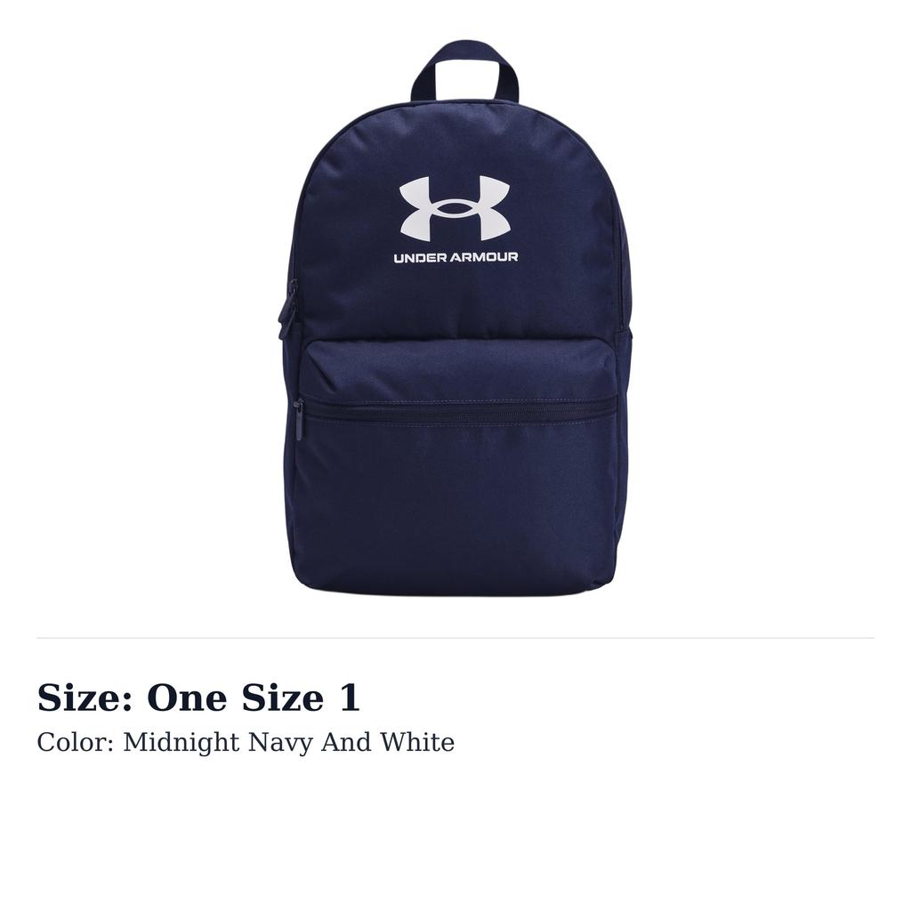 Under Armour Polyester Backpack Unisex Midnight Marine & White 1380476410