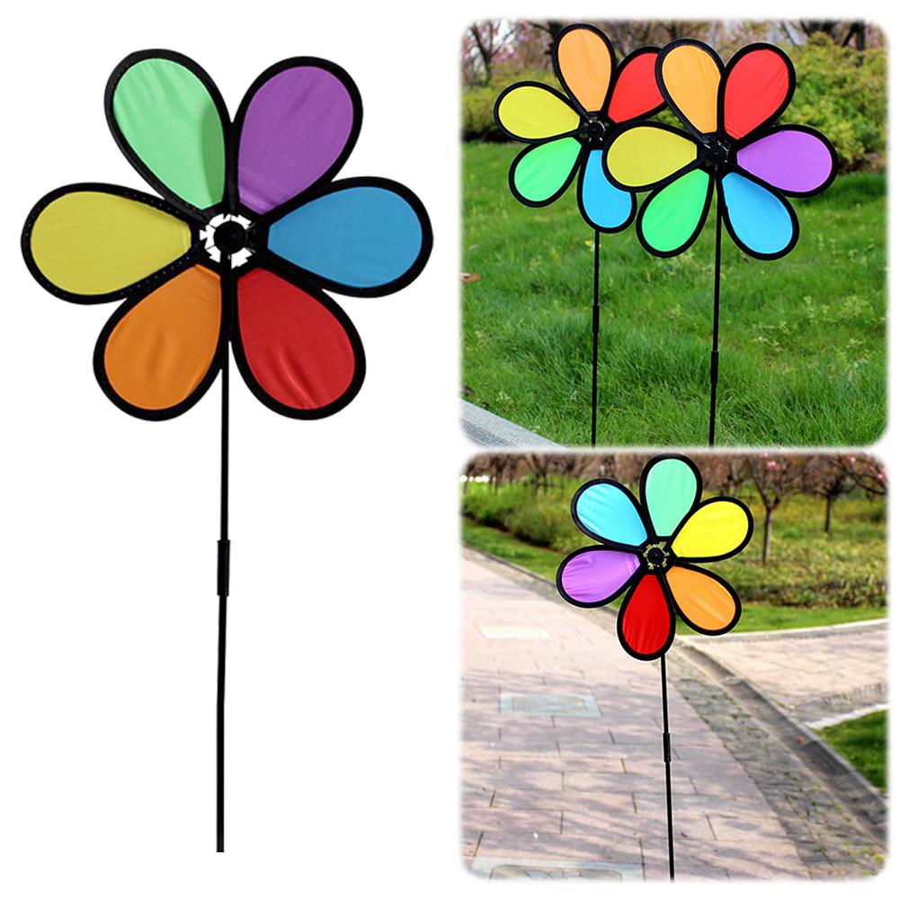 6pcs Flower Wind Spinner Lawn Pinwheel Garden Windmill for Garden Yard Party Outdoor Decor