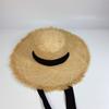 Sombrero De Rafia Con Lazo Para Mujer, Sombrero Plano De Paja, Con Lazo, Para Playa Y Mar, Color Blanco Y Negro, Novedad