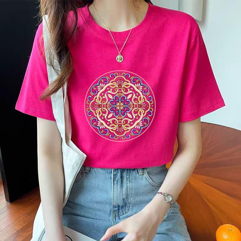 VEZFAA Damenmode Casual Sommer Frühling Kurzarm O-Ausschnitt Blusen & Hemden