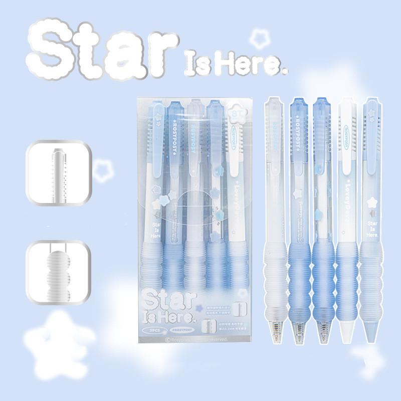 4/5/6/7pcs Fashion Gel Pen Simplicity Korean Solid Color Series Stationery Gel Pen 0.5mm Black Ink Scrapbook Pen Cute Writing Supplies