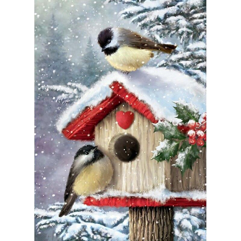 Noua pictură cu diamante 5D DIY Snowbird Broderie cu diamante Peisaj cu strasuri Artizanat Burghiu rotund complet Decor pentru casa Cadou de artă