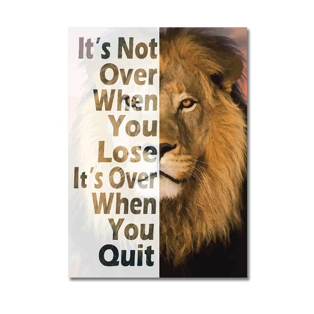 Lion Motivational Posters and Prints Inspirational Positive Quotes Animal Wall Art HD Pictures Canvas Painting Office Home Decor