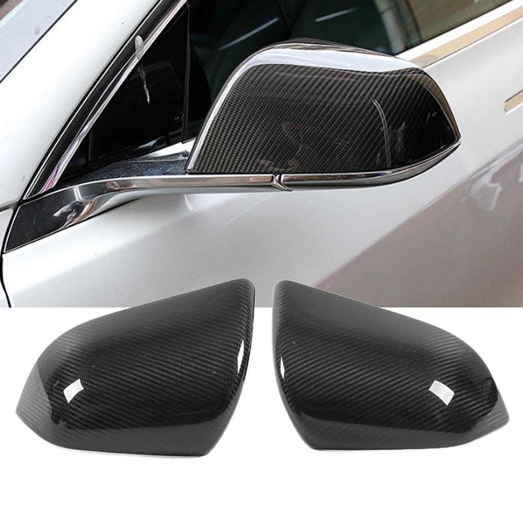 2pcs Side Rearview Mirror Cover Dry Carbon Replacement for 2021+(Light Color )
