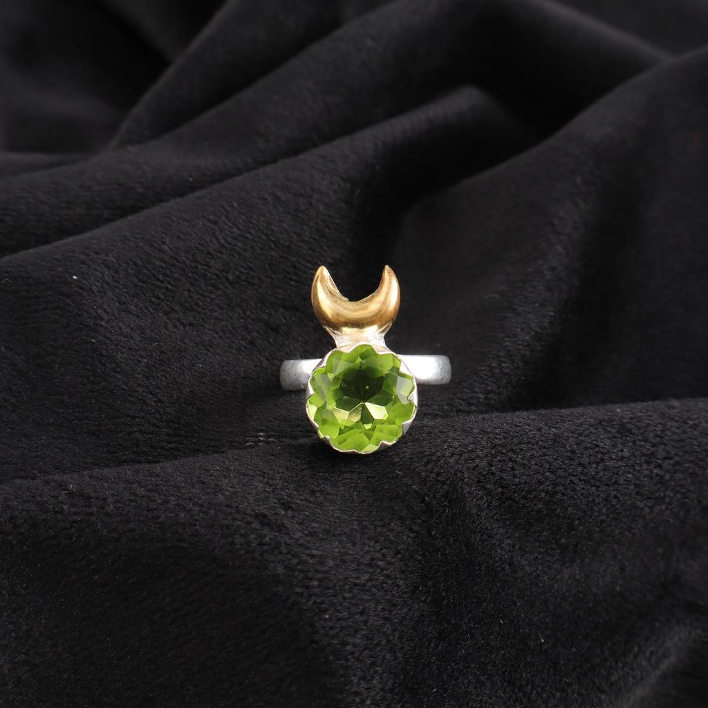 Peridot Gemstone Jewelry, 925 Sterling Silver Ring, Handmade Jewelry, Peridot Silver Meditation jewelry For Wedding Gift