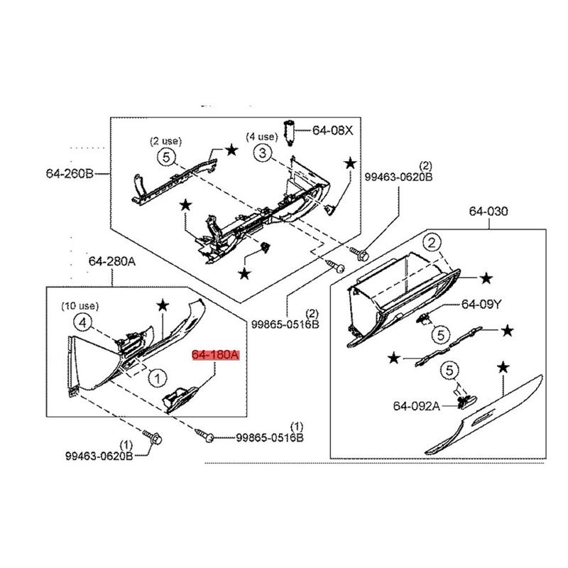Car Dashboard Storage Box Drawer Glove Box BDGF-64-180 BELG64180 For Mazda 3 BP 2018-2024 BDGF64180 BELG-64-180-M53K