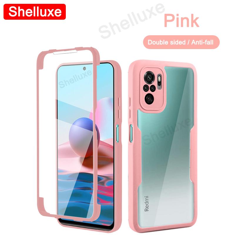 

Прозрачный чехол Shelluxe 360 на весь корпус (передняя+задняя часть) для Xiaomi Redmi Note 10S 10T 10 Pro Max Note10 Note10S Силиконовая двухсторонняя крышка Redmi Note 10T розовый