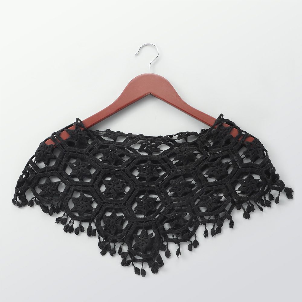 

Мода Винтаж Защита от солнца Накладной воротник Вязаный крючком Кейп Кружевной жилет Шаль Пончо Black-Style 5