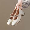 Sweetheart rhinestone word with Mary Jane shoes women's new light mouth thick heel single shoes with skirt high heels