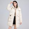 Jachetă de bumbac cu puf pentru femei, jachetă de bumbac de lungime medie, la modă și versatilă, largă, de iarnă, cu glugă, jachetă îngroșată