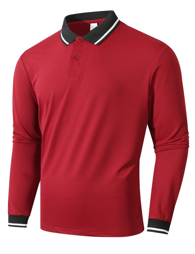 Men's Autumn Outdoor Fashion Breathable Long-Sleeve Jacquard Polo Shirt