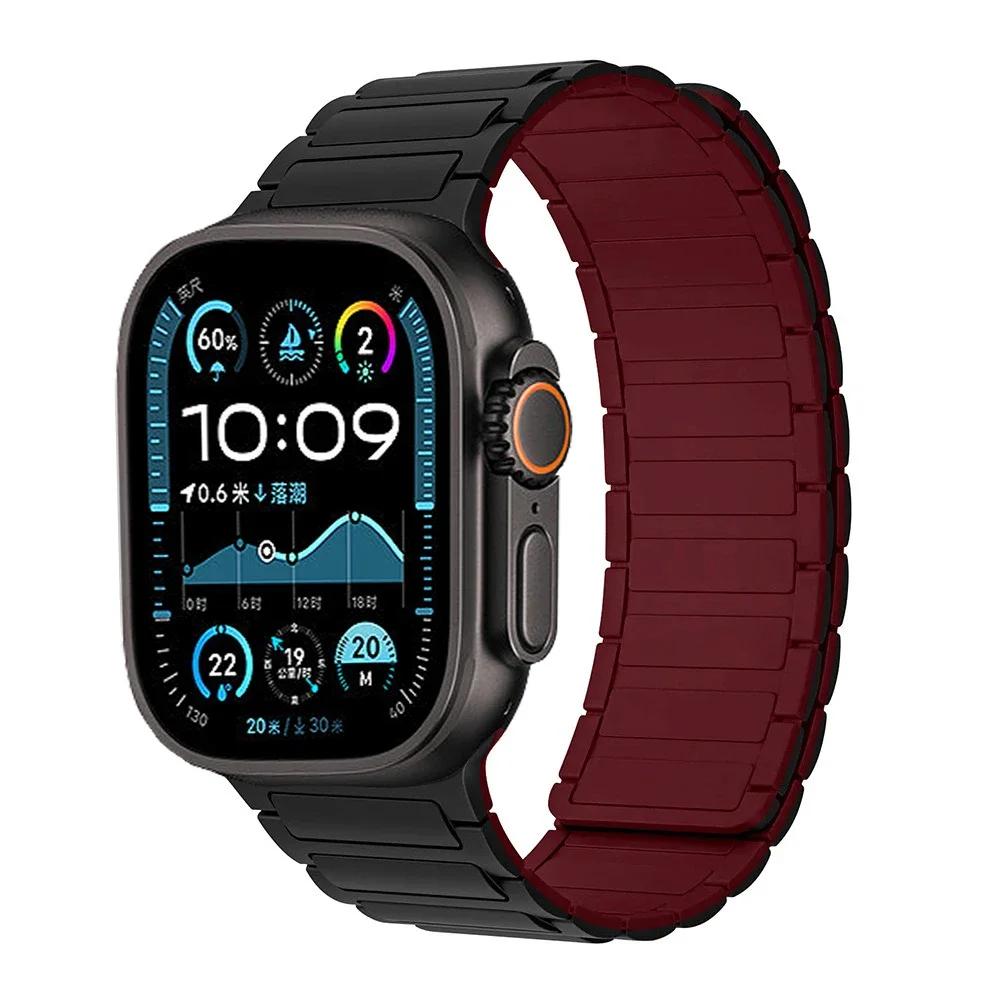 Silicone Strap for Apple Watch Band 49mm 46mm 42mm 45mm 44mm 41 40mm Bracelet iWatch Series 11 10 9 8 7 6 5 4 SE Ultra 3 2 49MM