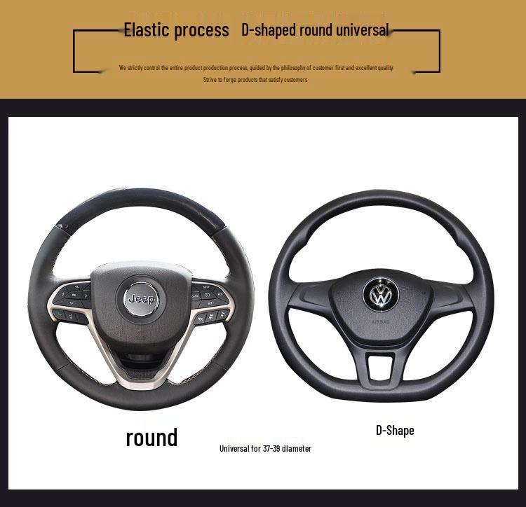 Auto-Lenkradbezug – Faserleder, Doppelkreis, Gummiband, Sport-Stil