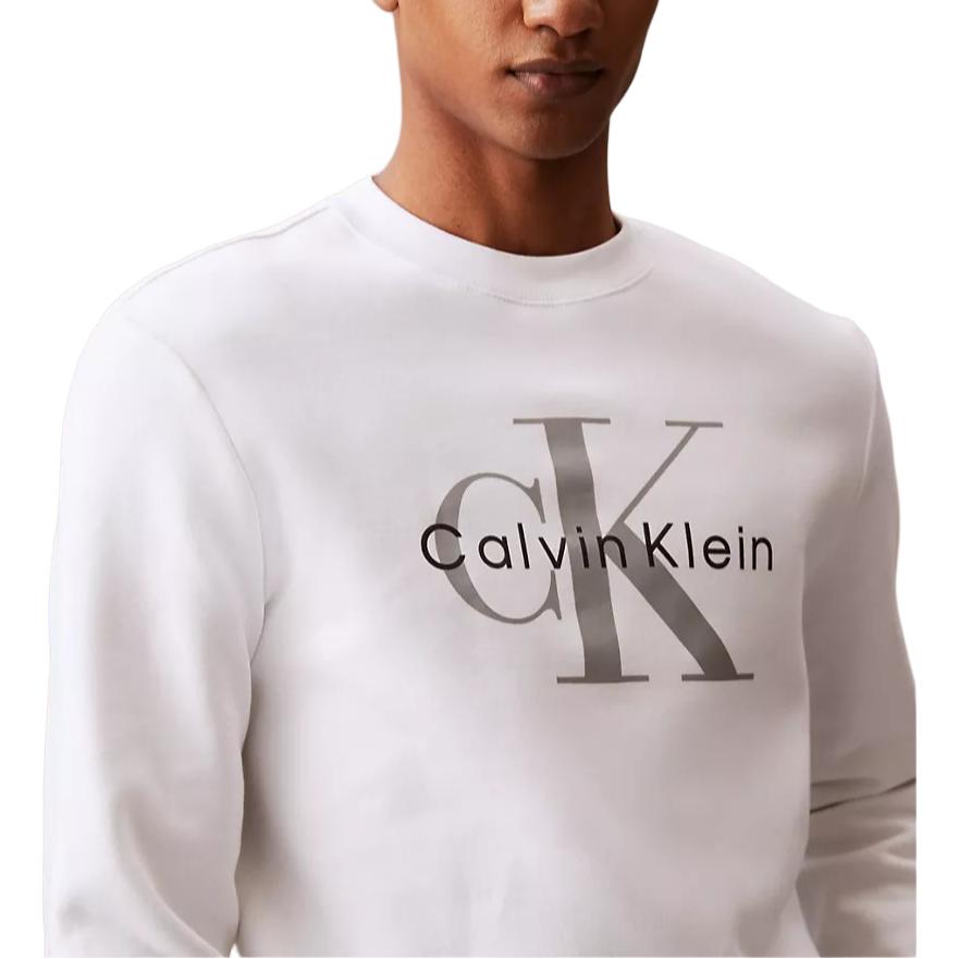 Calvin Klein Letter Logo Casual Crew Neck Long Sleeve Sweatshirt Men Sweatshirt Bright-White 40BM801-110