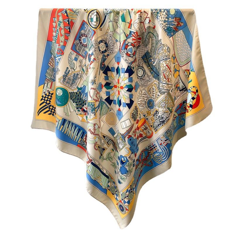 Head Scarf for Women Like Silk Satin Scarf for Hair Wrapping at Night Bandana Square Scarf for Sleeping, Size is 90x90cm