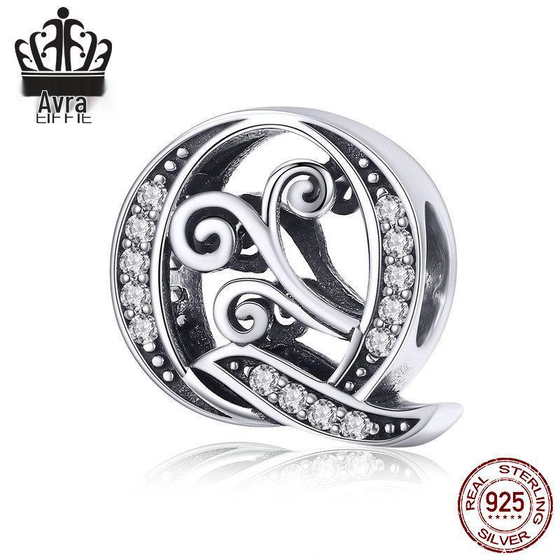 Avle 925 Sterling Silver English Letter Beaded Bracelet Beads