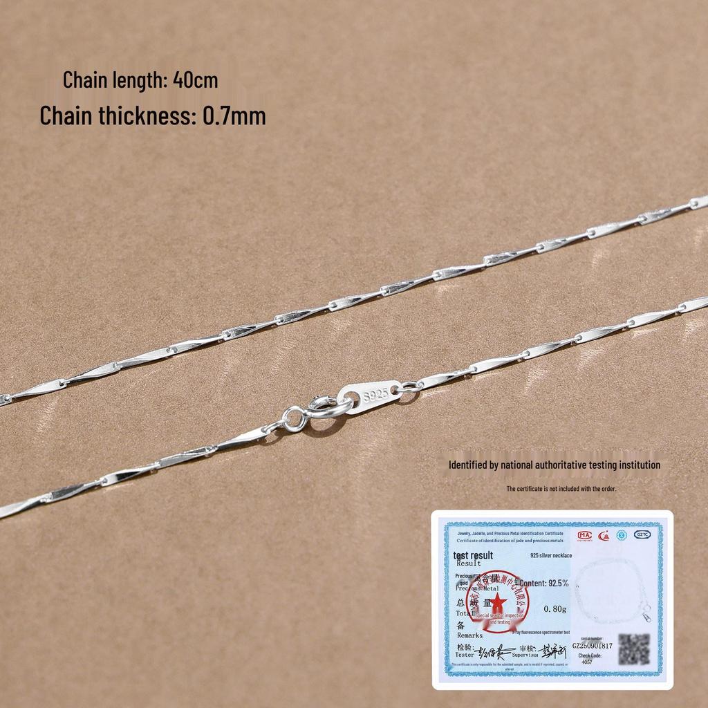 925 Sterling Silver Plain Chain Necklace for Women and Men - Thin, Choker Style, No Pendant