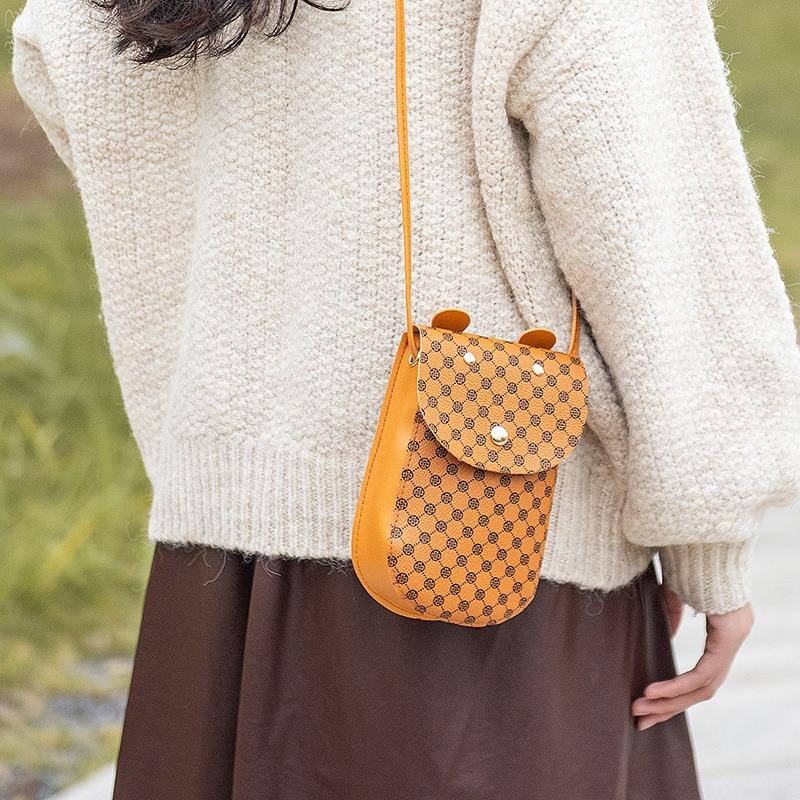 Printed single shoulder crossbody mobile phone bag versatile niche cute women's bag