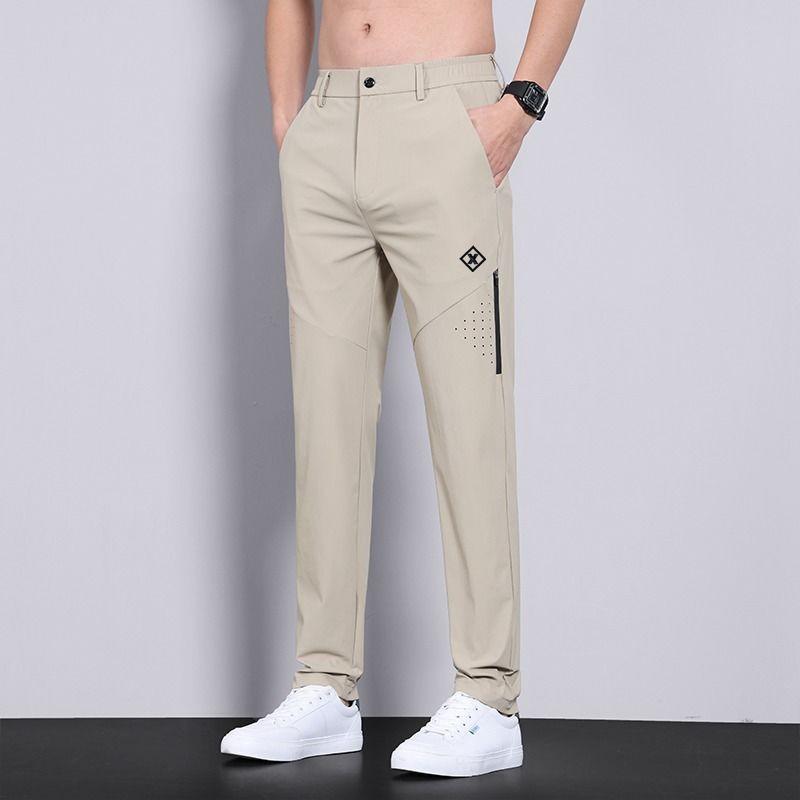 2026 Men's Trendy Summer Ice Silk Drape Casual Trousers: Non-Iron, High Stretch, Loose Straight Fit for Business