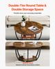 Coffee Table, Modern Round Coffee Table, 2 Tiers Wooden Circle Center Desk with Open Storage, Minimalist Sturdy Metal Frame Accent End Desk for Living