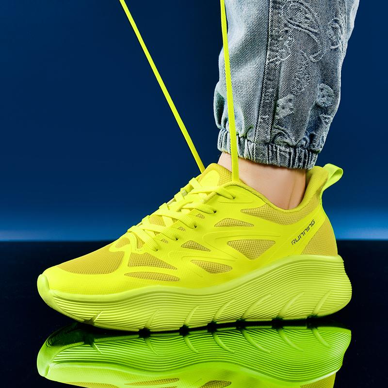 36-47 Couple Plus Size Lightweight Stylish Cushioned Thick Sole Height Increasing Running Shoes Sports Sneakers