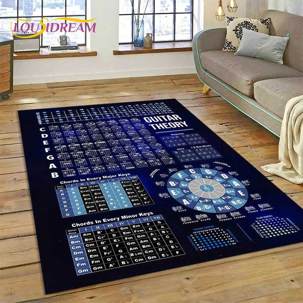 3D Guitar Chords Theory Chart Music Carpet Rug for Bedroom Living Room Home Sofa Decoration,Children Game Large Decor Floor Mat