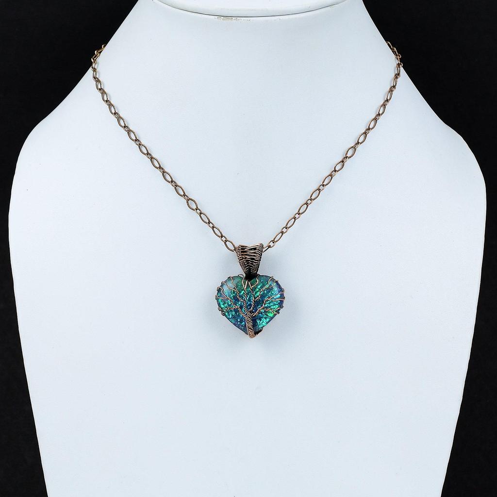 Tree Of Life Pink Opal  Gemstone Pure Copper Wire Wrapped Handmade Pendant Jewelry