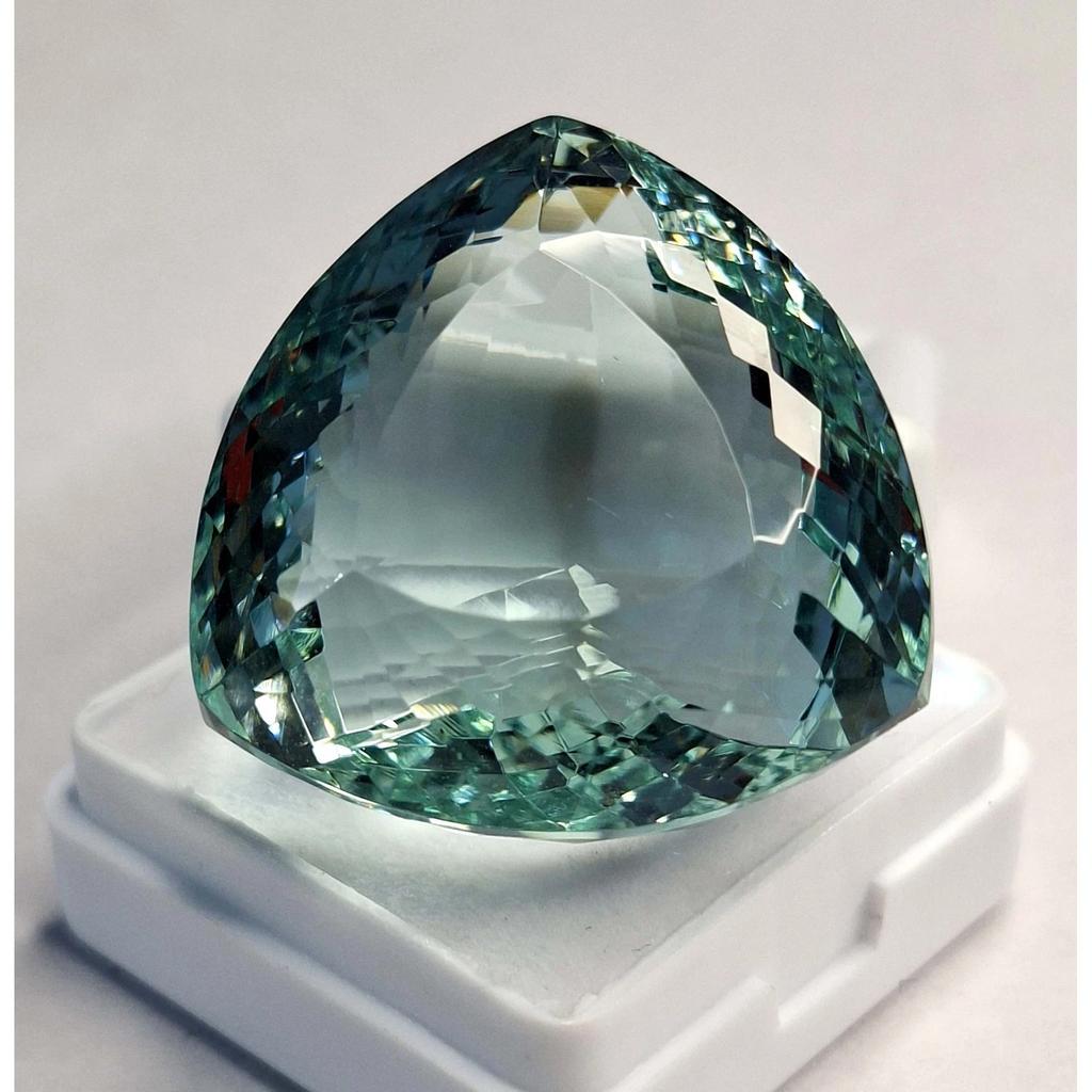 Fabulous Natural Aqua Blue Topaz 87-89 Ct Trillion Cut Certified Loose Gemstone