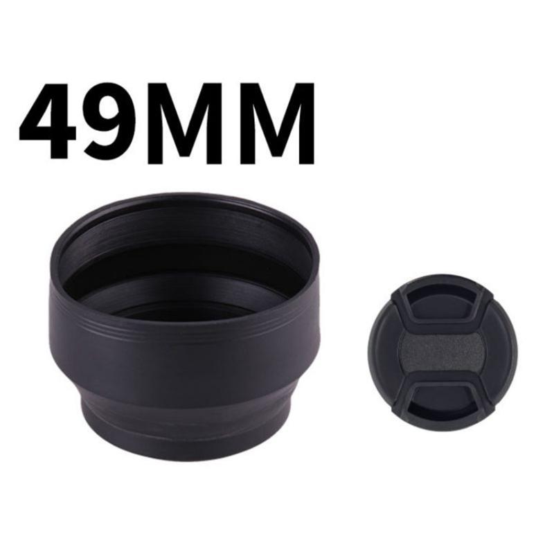 49mm Rubber Camera Lens Hood Set/2pcs Collapsible Designs Reduce Glare and Flares Improve Photography and Video