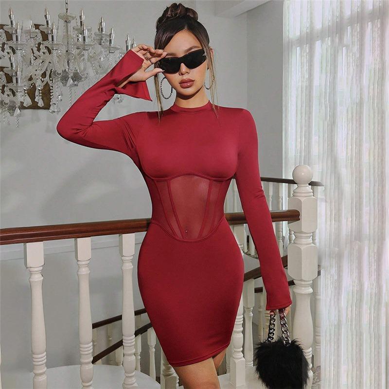 Autumn Women's Fashion Sexy Backless Long Sleeve High Waist Slim-fit Cover Buttock Dress