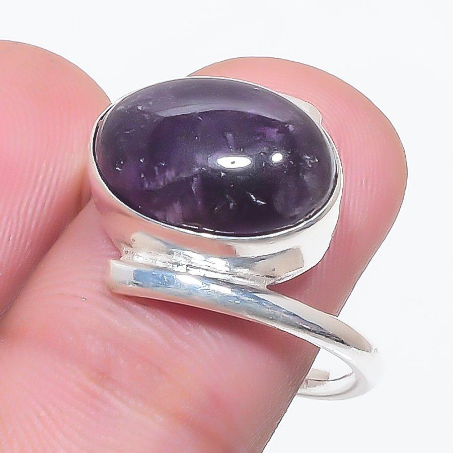 Sage Amethyst Gemstone 925 Sterling Silver Jewelry Ring Size 7